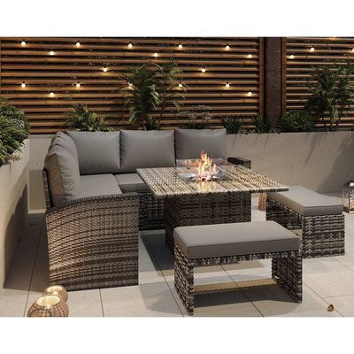 L96xW49xH35cm Taille du banc Salon d'angle sectionnel moderne Meubles de patio avec foyer