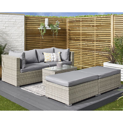 5 pièces canapé extérieur modulaire en rotin de vigne de style moderne L70xW40xH39cm Taille de table