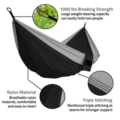 Hamocs de camping en nylon pliable et portable avec accessoires