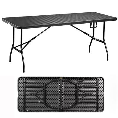 Table de banquet en extérieur pliable mobilier de camping portable avec un design en rotin imité
