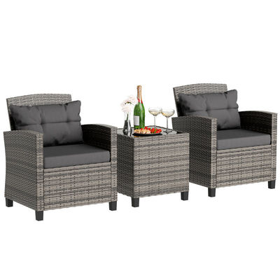 Set de bistrot en plein air Chaise de jardin en rotin 2 sièges Patio Groupe avec table basse par AJUNION