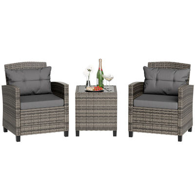 Set de bistrot en plein air Chaise de jardin en rotin 2 sièges Patio Groupe avec table basse par AJUNION