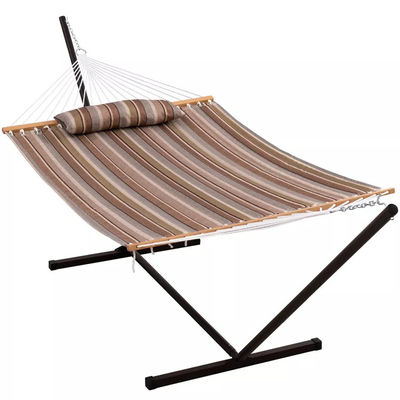 Camping extérieur Portables légers pliables double hamacs en coton avec support métallique