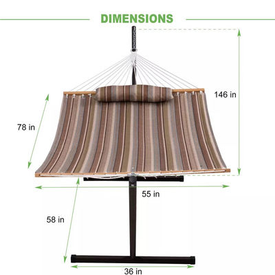 Camping extérieur Portables légers pliables double hamacs en coton avec support métallique