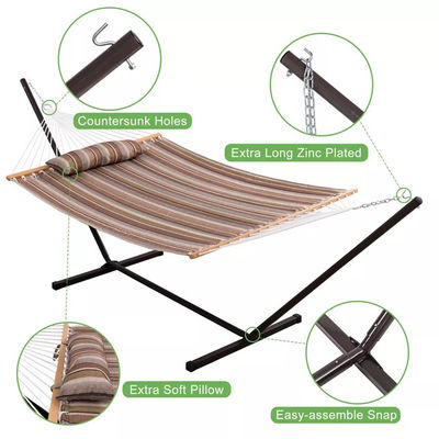 Camping extérieur Portables légers pliables double hamacs en coton avec support métallique