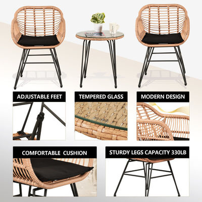 AJUNION 2 Assises pour l'extérieur Meubles de patio Bistro Ensemble D23.62'xW21.26'xH31.5' Taille de la chaise