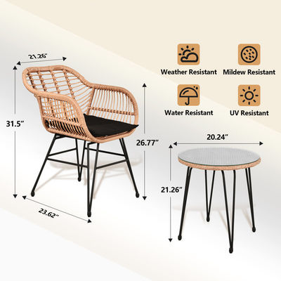 AJUNION 2 Assises pour l'extérieur Meubles de patio Bistro Ensemble D23.62'xW21.26'xH31.5' Taille de la chaise