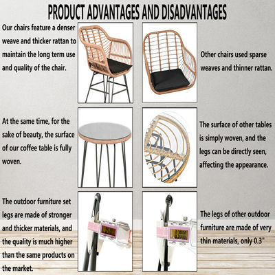 AJUNION 2 Assises pour l'extérieur Meubles de patio Bistro Ensemble D23.62'xW21.26'xH31.5' Taille de la chaise