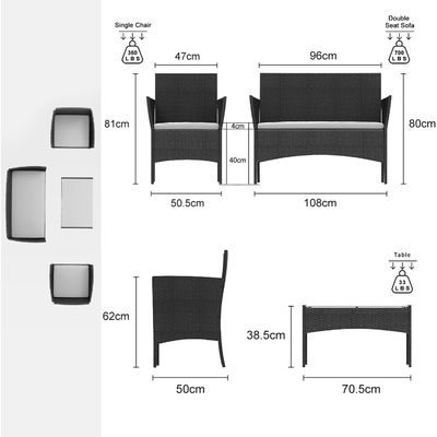 Y Mail Packing Tissé Patio Set Toutes les conditions météorologiques Meubles de jardin en rotin par AJUNION
