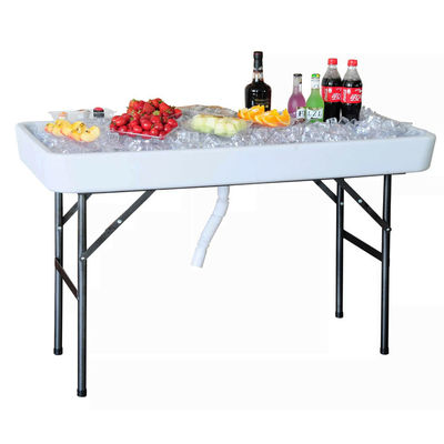 Table pliante portable pour les fêtes Hôtel Camping Square HDPE plastique métal refroidisseur de glace