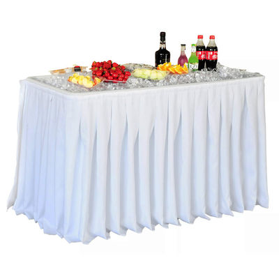 Table pliante portable pour les fêtes Hôtel Camping Square HDPE plastique métal refroidisseur de glace
