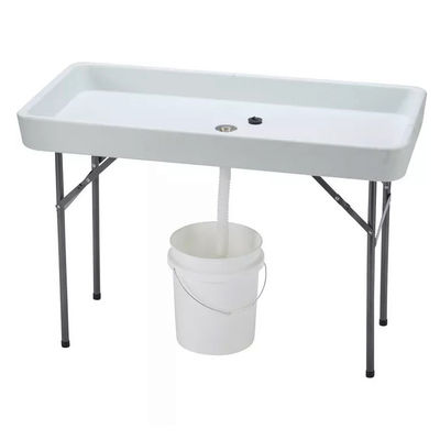 Table pliante portable pour les fêtes Hôtel Camping Square HDPE plastique métal refroidisseur de glace