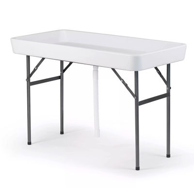 Table pliante portable pour les fêtes Hôtel Camping Square HDPE plastique métal refroidisseur de glace