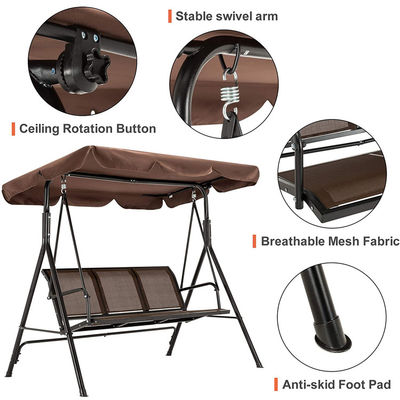 Meubles d'extérieur pour adultes Tissu métallique Teslin 3 places Hammock Swing Chair avec baldaquin