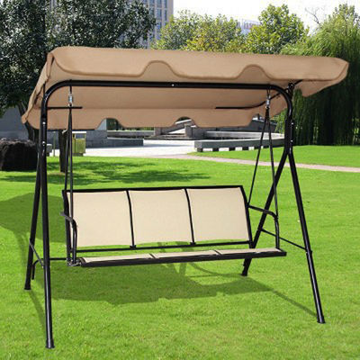 Meubles d'extérieur pour adultes Tissu métallique Teslin 3 places Hammock Swing Chair avec baldaquin