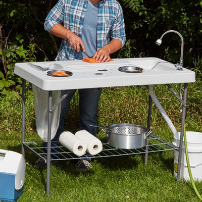 Tableau de nettoyage de filets de poisson en plastique métallique pliable portable pour camping en plein air