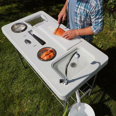 Tableau de nettoyage de filets de poisson en plastique métallique pliable portable pour camping en plein air