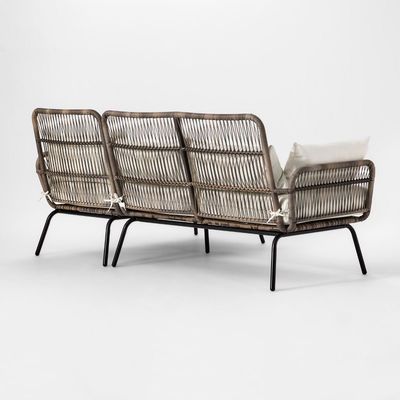 Set de jardinage extérieur de loisirs avec meubles tissés en osier faits à la main et canapé sectionnel