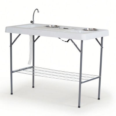 Table pliante en plastique métallique portable pour les activités de camping et de jardinage en plein air