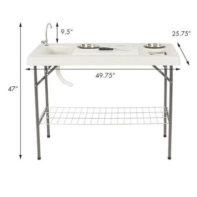 Table pliante en plastique métallique portable pour les activités de camping et de jardinage en plein air
