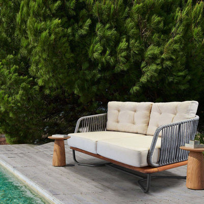 Meubles d'extérieur commerciaux Canapé de jardin avec cadre en aluminium et bois de teck massif