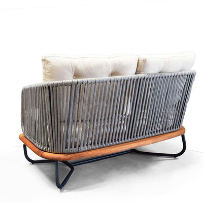 Meubles d'extérieur commerciaux Canapé de jardin avec cadre en aluminium et bois de teck massif