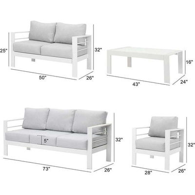 Ensemble de meubles de jardin pour balcon L73"xW26"xH25" Sofa à trois places L43"xW24"xH16" Table