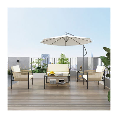 AJUNION Ensemble de meubles de patio métalliques en rotin Meubles d'extérieur tissés avec table basse