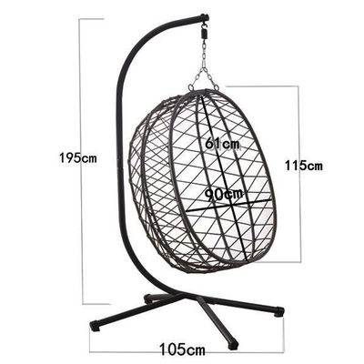 Patio extérieur cour de jardin tissage de la corde de Pe Rattan pliable suspendu oeuf balançoire fauteuil avec coussin