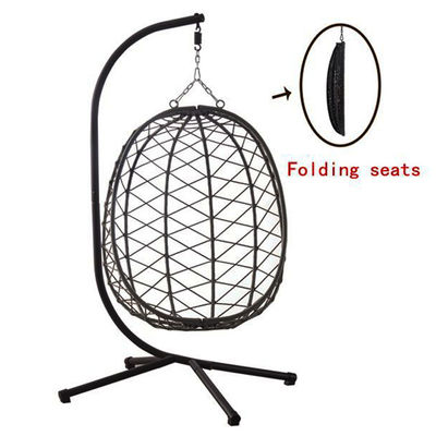 Patio extérieur cour de jardin tissage de la corde de Pe Rattan pliable suspendu oeuf balançoire fauteuil avec coussin