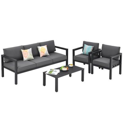 AJUNION 4 pièces meubles de patio ensemble de sièges en aluminium extérieur pour le style de design moderne