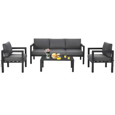 AJUNION 4 pièces meubles de patio ensemble de sièges en aluminium extérieur pour le style de design moderne