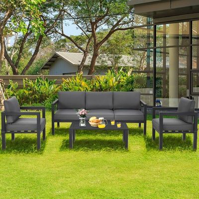AJUNION 4 pièces meubles de patio ensemble de sièges en aluminium extérieur pour le style de design moderne