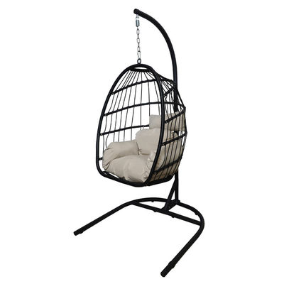 Logo personnalisé Jardin de la cour de patio Corde Pe Rattan suspendue Chaise balançoire avec support