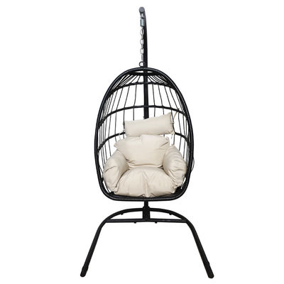 Logo personnalisé Jardin de la cour de patio Corde Pe Rattan suspendue Chaise balançoire avec support