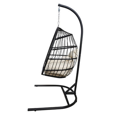 Logo personnalisé Jardin de la cour de patio Corde Pe Rattan suspendue Chaise balançoire avec support