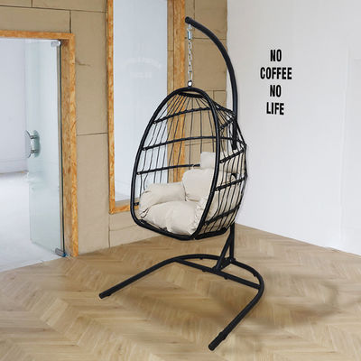 Logo personnalisé Jardin de la cour de patio Corde Pe Rattan suspendue Chaise balançoire avec support