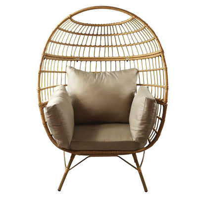 Meubles d'extérieur Nordique Patio Chaise à une place imperméable à l'eau en coton d'oeuf avec rotin PE