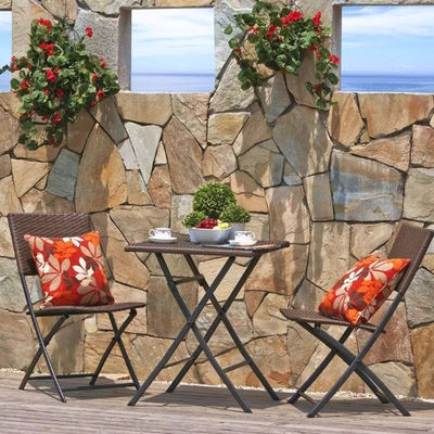 Événements de banquet en plein air Pléable PE Rattan Wicker Chaise à café avec logo personnalisé