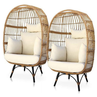 Chaise d'oiseau rond en rotin en acier en acier en extérieur pour jardin de cour