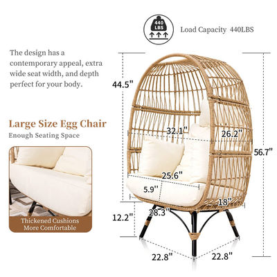 Chaise d'oiseau rond en rotin en acier en acier en extérieur pour jardin de cour