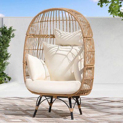 Chaise d'oiseau rond en rotin en acier en acier en extérieur pour jardin de cour