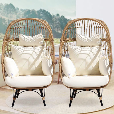 Chaise d'oiseau rond en rotin en acier en acier en extérieur pour jardin de cour