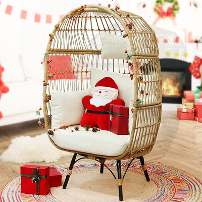 Chaise d'oiseau rond en rotin en acier en acier en extérieur pour jardin de cour