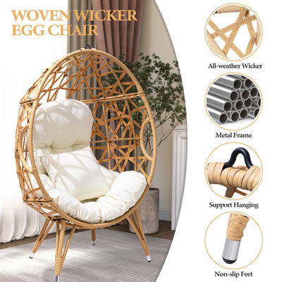 Général Meubles d'extérieur pliés Oui Ronde Pe Rattan Wicker Couchette d'oeuf Chaise avec coussin