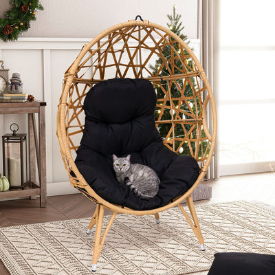 Général Meubles d'extérieur pliés Oui Ronde Pe Rattan Wicker Couchette d'oeuf Chaise avec coussin