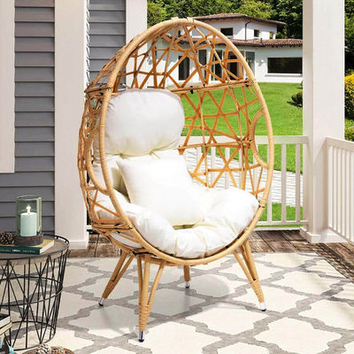 Général Meubles d'extérieur pliés Oui Ronde Pe Rattan Wicker Couchette d'oeuf Chaise avec coussin