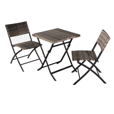 Ensemble de meubles pour la cour extérieure avec table et chaise pliables en rotin en vinyle en PE
