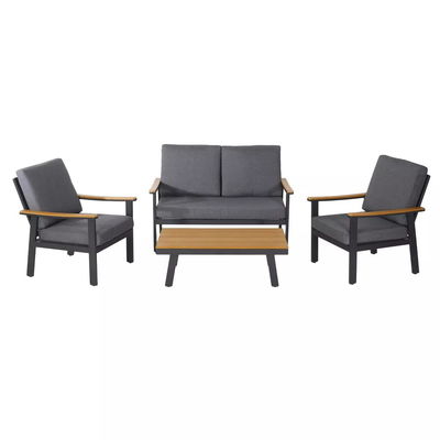 Couchette de jardin spécifique AJUNION 4 pièces de mobilier d'extérieur en aluminium avec table basse