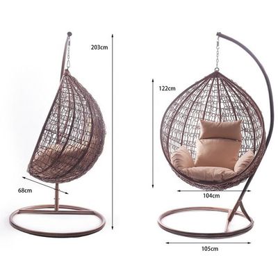 Balcon extérieur jardin salon suspendu fauteuil swing oeuf avec PE Wicker Rattan Design